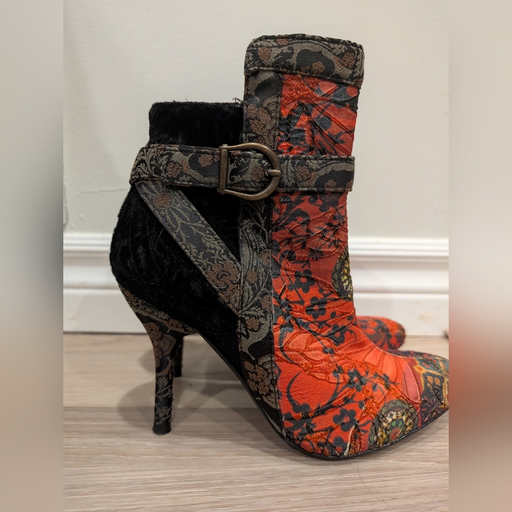 Desigual Tapestry Heeled Ankle Boots | Size 37 (US 6.5–7)